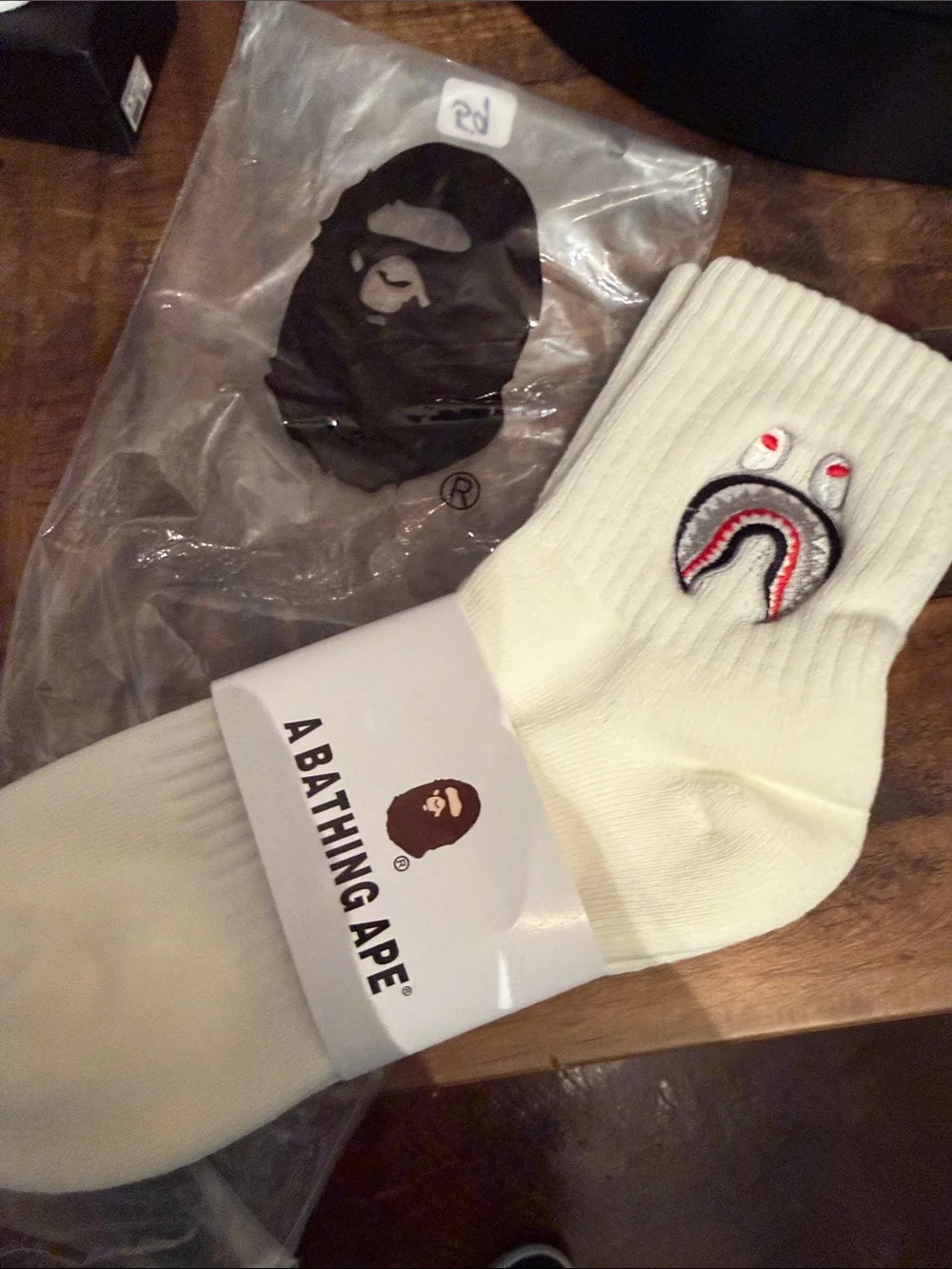 BAPE white crew socks